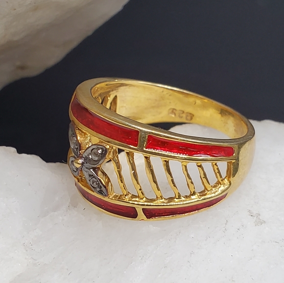 Sterling Silver 925 / 18k Gold Ring Raw Diamond Unique Designer Silversmith - Picture 3 of 8